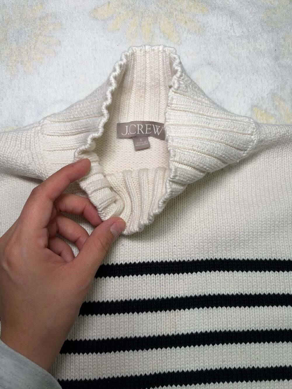 J.Crew Rollneck Sweater Size S Striped Mock Neck Cotton